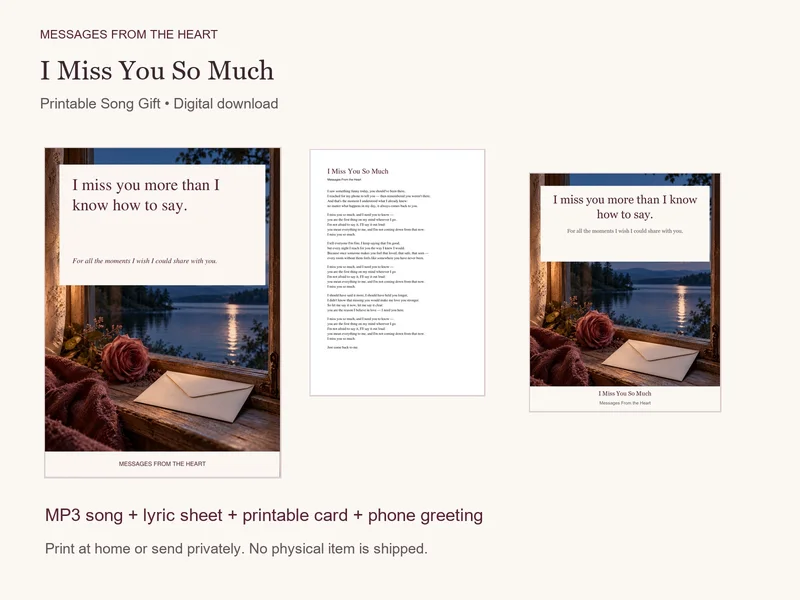 I Miss You So Much — Printable Song Gift
