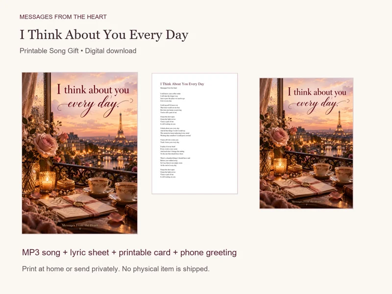 I Think About You Every Day — Printable Song Gift
