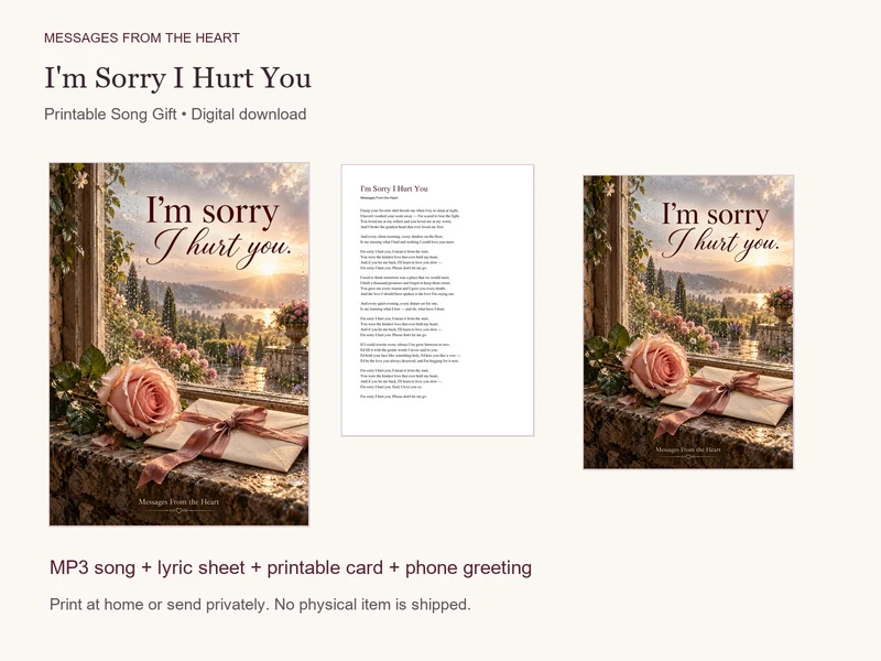 I'm Sorry I Hurt You — Printable Song Gift