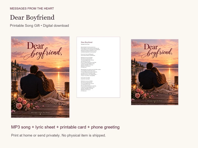 Dear Boyfriend — Printable Song Gift