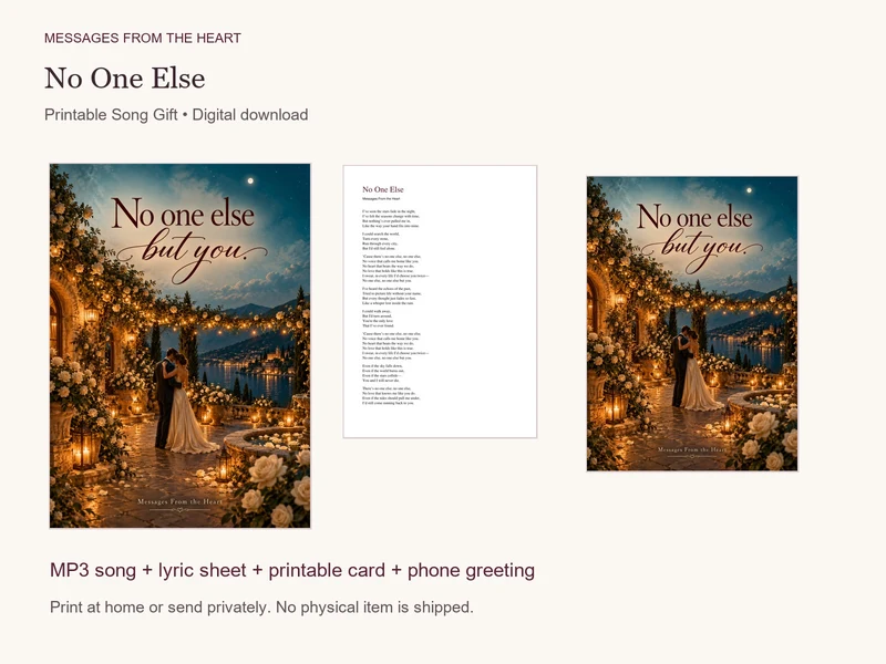 No One Else — Printable Song Gift