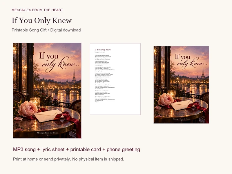 If You Only Knew — Printable Song Gift