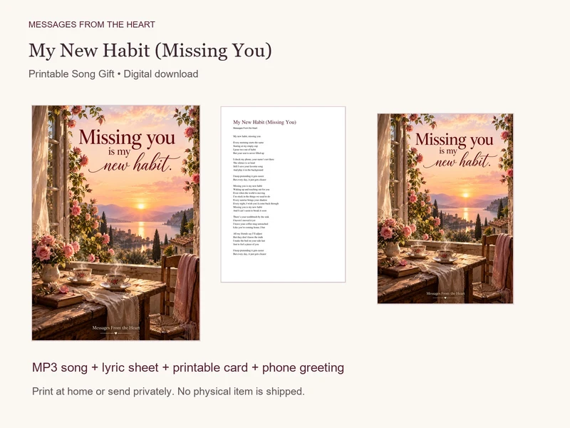 My New Habit (Missing You) — Printable Song Gift