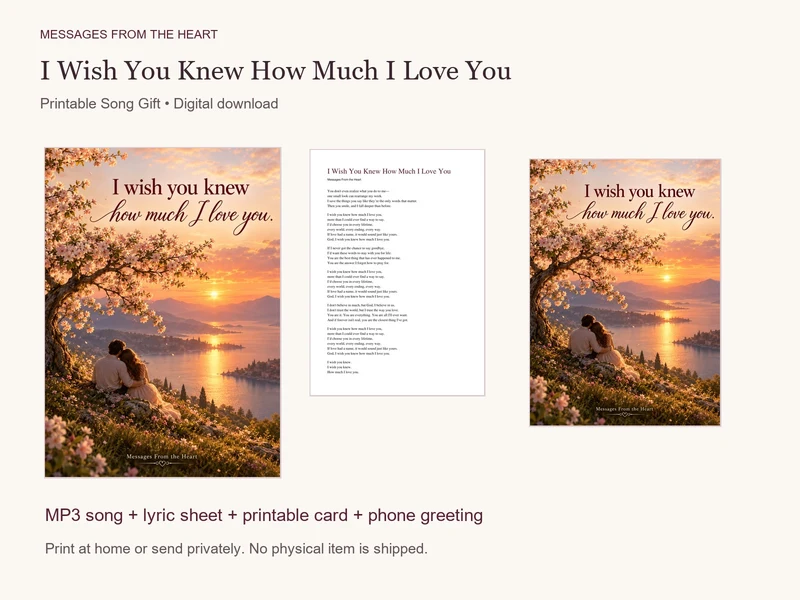 I Wish You Knew How Much I Love You — Printable Song Gift