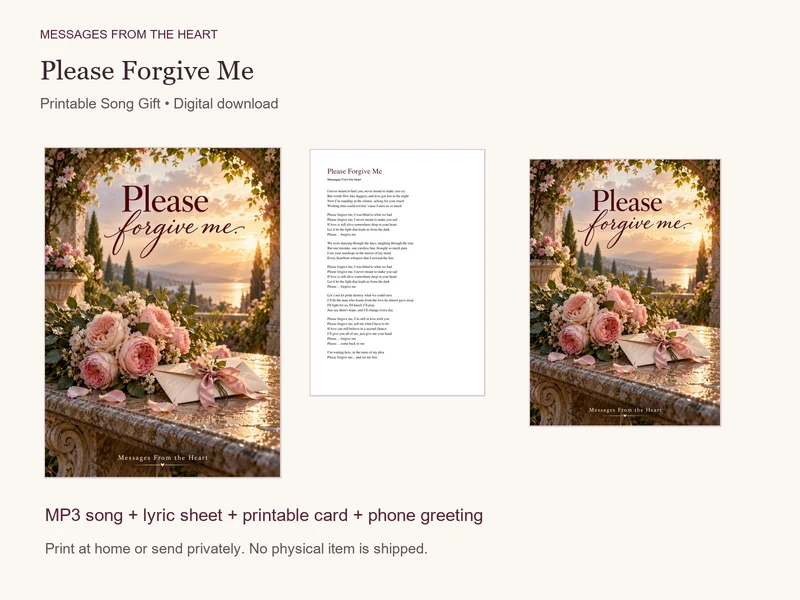 Please Forgive Me — Printable Song Gift