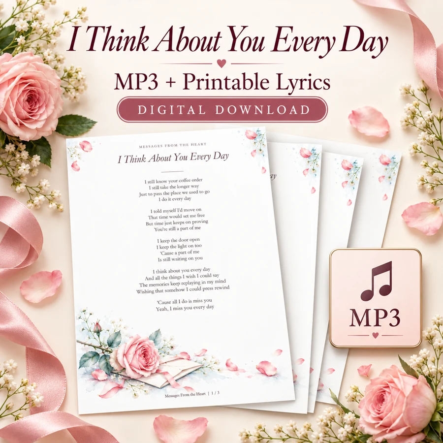 I Think About You Every Day — MP3 + Printable Lyrics — digital download