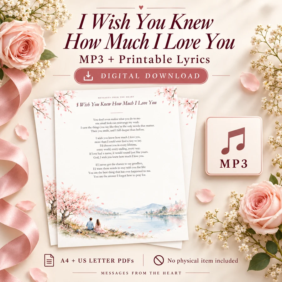 I Wish You Knew How Much I Love You — MP3 + Printable Lyrics — digital download